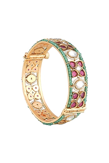 Gold Plated Kundan Polki Bangle