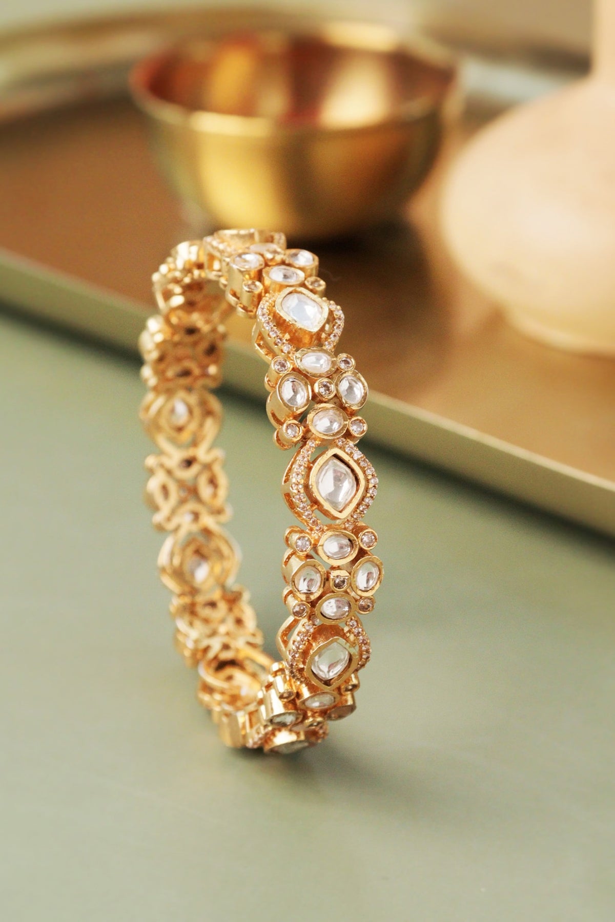 Gold Plated Kundan Polki Bangle