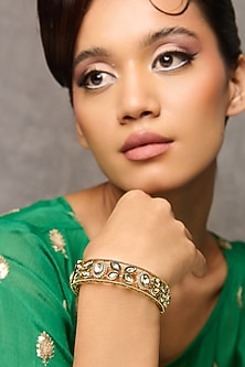 Gold Plated Kundan Polki Bangle