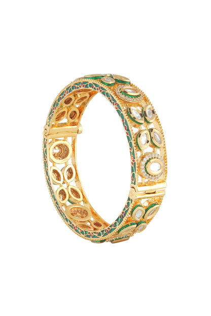 Gold Plated Kundan Polki Bangle