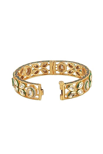 Gold Plated Kundan Polki Bangle