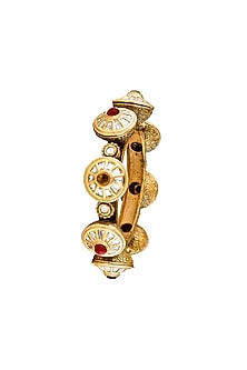 Gold Finish Handcrafted Bangle With Navratna Stone