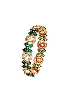 Gold Finish Semi Precious Stone Bangle