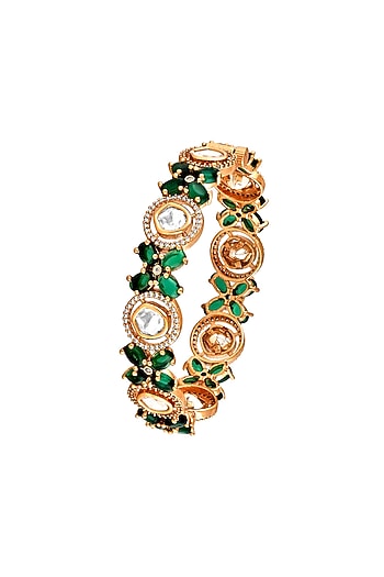 Gold Finish Semi Precious Stone Bangle