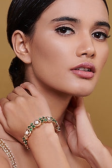 Gold Finish Semi Precious Stone Bangle