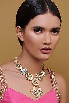 Gold Finish Handcrafted Enameled Long Necklace