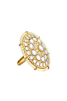 Gold Finish Pearl Handcrafted Ring