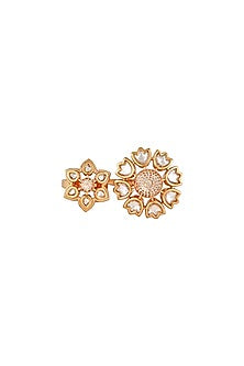 Gold Finish Kundan Polki Handcrafted Ring