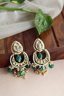 Gold Finish Handcrafted Green Enameled Necklace Set
