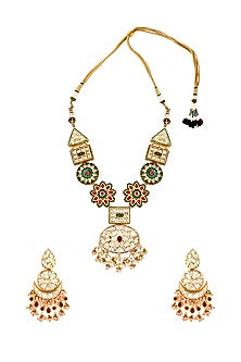 Gold Finish Handcrafted Enameled Necklace Set