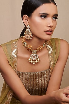 Gold Finish Handcrafted Enameled Necklace Set