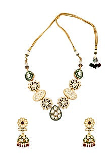 Gold Finish Handcrafted Enameled Necklace Set