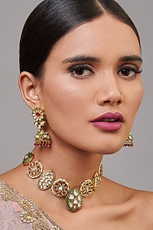 Gold Finish Handcrafted Enameled Necklace Set