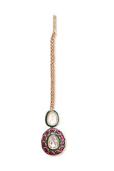 Gold Plated Kundan Polki Enameled Necklace Set