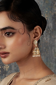 Gold Plated Multi-Colored Semi-Precious Stone Dome Jhumka Earrings