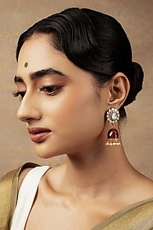 Gold Plated Kundan Polki Jhumka Earrings