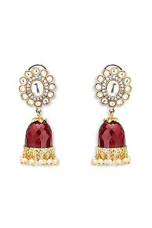 Gold Plated Kundan Polki Jhumka Earrings