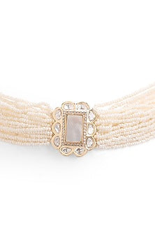 Gold Plated Faux Pearl Choker Necklace