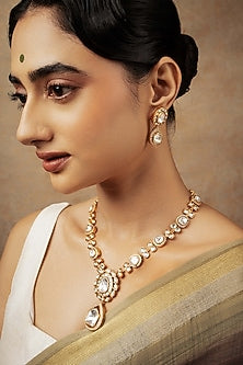 Gold Plated Polki Diamond Necklace Set