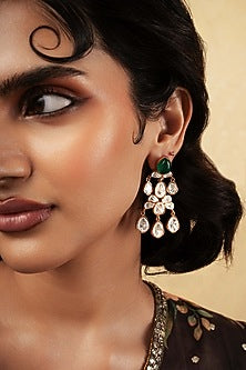 Gold Plated Kundan Polki Dangler Earrings