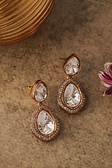 Gold Plated Gemstone Dangler Earrings