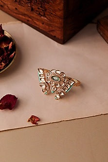 Gold Plated Two Tokai Kundan Polki Ring