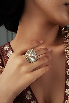 Gold Plated Kundan Polki Ring
