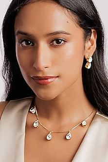 Gold Plated Kundan Polki Necklace Set