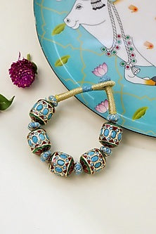 Gold Plated Turquoise Semi-Precious Stone Enamelled Bracelet