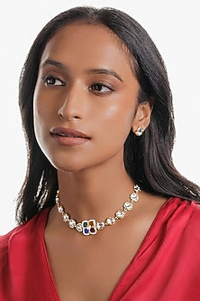 Gold Plated Kundan Polki Choker Necklace Set