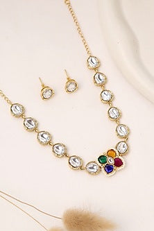Gold Plated Kundan Polki Choker Necklace Set