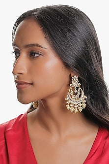 Gold Plated Kundan Polki Chandbali Earrings