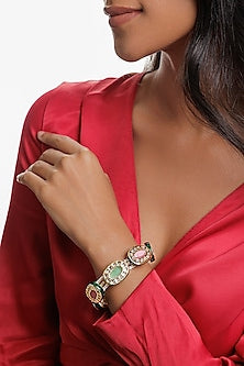 Gold Plated Semi-precious Stone Enameled Bracelet