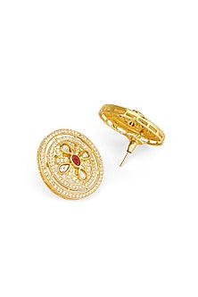Gold Plated Kundan Polki & Ruby Stone Necklace Set