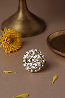 Gold Plated Kundan Polki Ring