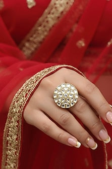 Gold Plated Kundan Polki Ring