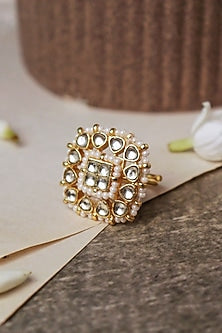 Gold Plated Kundan Polki Ring