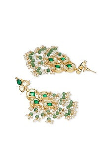Gold Plated Green Kundan Polki Dangler Earrings