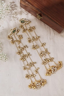 Gold Plated Semi-Precious Stone Duster-Style Jhumka Earrings