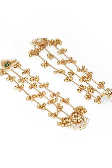 Gold Plated Semi-Precious Stone Duster-Style Jhumka Earrings
