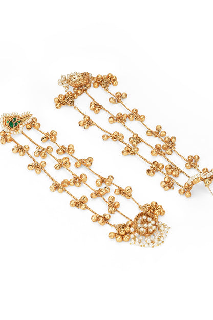 Gold Plated Semi-Precious Stone Duster-Style Jhumka Earrings
