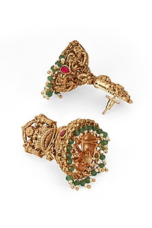 Gold Plated Semi-Precious Stone Temple Jhumka Earrings