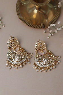 Gold Plated Pearl Jadau Chandbali Earrings