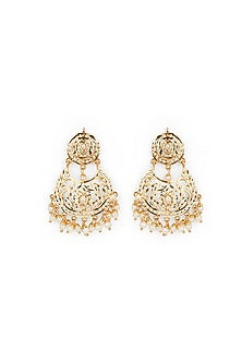 Gold Plated Pearl Jadau Chandbali Earrings