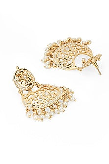 Gold Plated Pearl Jadau Chandbali Earrings