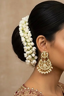 Gold Plated Pearl Jadau Chandbali Earrings