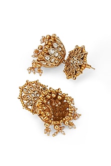 Gold Plated Kundan Polki Jhumka Earrings