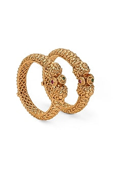 Gold Plated Semi-Precious Stone Bangles (Set Of 2)