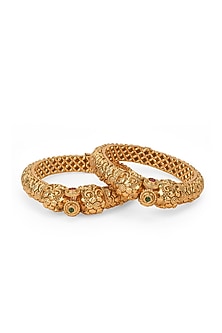Gold Plated Semi-Precious Stone Bangles (Set Of 2)