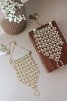 Gold Plated Kundan Polki Veiled Haathphools (Set Of 2)